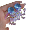 French Vintage Purple Acrylic Shell Beaded Spiral Clip-on Earrings Vacation Style view 5