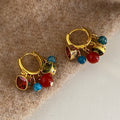 Vintage Maillard Copper Zircon Geometric Pave Tassel Drop Earrings Light Luxury Style view 1