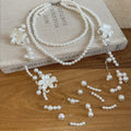 French Light Luxury Floral Tassel Faux Pearl Sweater Necklace For Women Old Money Long Collarbone Chain view 4