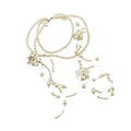 French Light Luxury Floral Tassel Faux Pearl Sweater Necklace For Women Old Money Long Collarbone Chain view 5