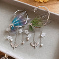 Resin Flower Wing Pendant Drop Earrings Sweet Forest Style Animal Inspired Ear Hooks view 4