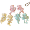 Colorful Resin Flower Tassel Drop Earrings For Women Vacation Style Statement Floral Jewelry view 5