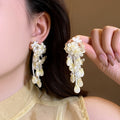 Colorful Resin Flower Tassel Drop Earrings For Women Vacation Style Statement Floral Jewelry view 4