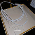 French Vintage Faux Pearl Tassel Waist Chain Necklace, Multi-Wear Old Money Geometric Round Jewelry view 4