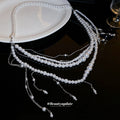 French Vintage Faux Pearl Tassel Waist Chain Necklace, Multi-Wear Old Money Geometric Round Jewelry view 2