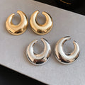 Modern Minimalist Iron Oval C-Shaped Stud Earrings For Women Retro Light Luxury Metal Jewelry view 4