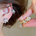 18K Gold Plated Copper Zircon Starfish Clip-on Earrings For Women No Piercing Light Luxury Ear Cuffs view 1