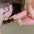 18K Gold Plated Copper Zircon Starfish Clip-on Earrings For Women No Piercing Light Luxury Ear Cuffs view 3