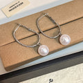 Elegant Silver Needle Large Hoop Faux Pearl Pendant Tassel Simple Fashion Commuter Metal Stud Earrings view 3