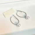 Elegant Silver Needle Large Hoop Faux Pearl Pendant Tassel Simple Fashion Commuter Metal Stud Earrings view 4
