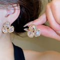 Light Luxury Alloy Rhinestone Geometric Quadrilateral Stud Earrings For Women view 3