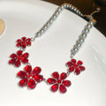 Luxury Palace Style Faux Pearl Flower Rhinestone Necklace Elegant Floral Clavicle Choker view 4