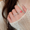 Sweet Cute Copper Enamel Lace Strawberry Open Ring Versatile Fruit Index Finger Jewelry view 1