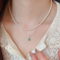 French Style Double Layer Faux Pearl Necklace With Zircon Oval Pendant Old Money Choker For Women view 1