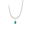 French Style Double Layer Faux Pearl Necklace With Zircon Oval Pendant Old Money Choker For Women view 5