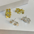 Elegant Gold Silver Alloy Rhinestone Double Flower Studs, Niche Versatile Daily Commuter Earrings view 2