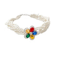French Light Luxury Faux Pearl Beaded Rhinestone Flower Jewelry Set With Stud Earrings Bracelet Necklace view 5