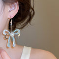 Elegant Princess Acetate Bow C-Shaped Pearl Stud Earrings With Silver Pins view 4