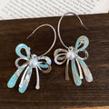 Elegant Princess Acetate Bow C-Shaped Pearl Stud Earrings With Silver Pins view 3