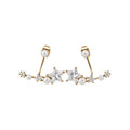 Copper Star Pearl Stud Earrings With Silver Pins And Zircon Accents, Sweet Light Luxury Style view 5