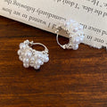2026 French Style Faux Pearl Geometric Round Earrings, Elegant Light Luxury Summer Jewelry For Women view 4