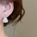 2026 French Style Faux Pearl Geometric Round Earrings, Elegant Light Luxury Summer Jewelry For Women view 3