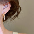24K Gold Plated Vintage Mother Of Pearl Round Letter Clip Earrings Playful Geometric Shell Jewelry view 4