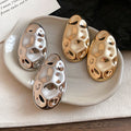 European American Minimalist Iron Irregular Oval Stud Earrings Light Luxury Geometric Jewelry view 4
