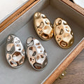European American Minimalist Iron Irregular Oval Stud Earrings Light Luxury Geometric Jewelry view 2
