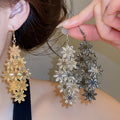 European American Style Iron Flower Tassel Drop Earrings For Women 2026 Statement Light Luxury Ear Hooks view 1