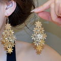 European American Style Iron Flower Tassel Drop Earrings For Women 2026 Statement Light Luxury Ear Hooks view 3