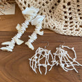 White Beaded Irregular Shell Tassel Stud Earrings Geometric Vacation Style Summer Jewelry view 3