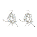 White Beaded Irregular Shell Tassel Stud Earrings Geometric Vacation Style Summer Jewelry view 5