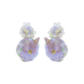 Purple Butterfly Flower Oil Painting Resin Stud Earrings, Oriental Pastoral Artistic Floral Jewelry view 5