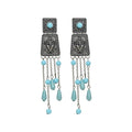 Vintage Ethnic Bohemian Geometric Carved Alloy Long Tassel Drop Earrings For Women view 5