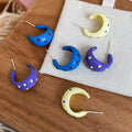 2026 New Alloy Polka Dot Enamel Half Hoop Stud Earrings Minimalist Geometric Spring Summer Jewelry view 1