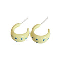 2026 New Alloy Polka Dot Enamel Half Hoop Stud Earrings Minimalist Geometric Spring Summer Jewelry view 5