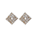 2026 New Copper Diamond Shape Crystal Stud Earrings For Women, Modern Light Luxury Geometric Design view 5