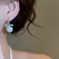 French Princess Style Bow Faux Pearl Stud Earrings Elegant Fashion OL Ear Jewelry view 3