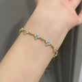 Vintage Copper Zircon Flower Beaded Bracelet For Women Light Luxury Sparkling Floral Jewelry view 3