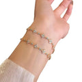 Vintage Copper Zircon Flower Beaded Bracelet For Women Light Luxury Sparkling Floral Jewelry view 5