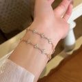 Vintage Copper Zircon Flower Beaded Bracelet For Women Light Luxury Sparkling Floral Jewelry view 1