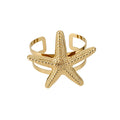 European Style Iron Starfish Open Cuff Bangle Wide Vacation Statement Bracelet view 5