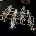 Luxury Copper Rhinestone Waterdrop Tassel Drop Earrings With Silver Pins, Geometric Statement Style view 4