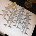 Luxury Copper Rhinestone Waterdrop Tassel Drop Earrings With Silver Pins, Geometric Statement Style view 2