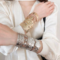 Western Style Iron Starfish Pleated Open Bangle, Minimalist Chic Light Luxury Women's Hand Jewelry view 1