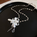 Korean Vacation Style Alloy Crystal Flower Waterdrop Pearl Collarbone Necklace For Women view 2