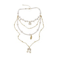 French Vintage Faux Pearl Cross Necklace Old Money Geometric Collarbone Chain view 5
