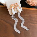 Vintage Alloy Enamel Flower Long Tassel Drop Earrings With Silver Pins Spring Summer Style view 4