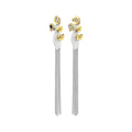 Vintage Alloy Enamel Flower Long Tassel Drop Earrings With Silver Pins Spring Summer Style view 5